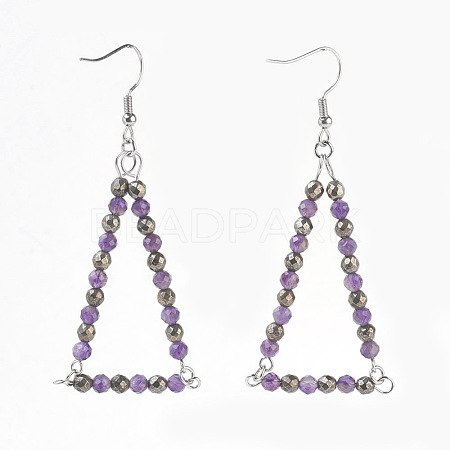 Natural Amethyst Beads Dangle Earrings EJEW-JE02810-08-1