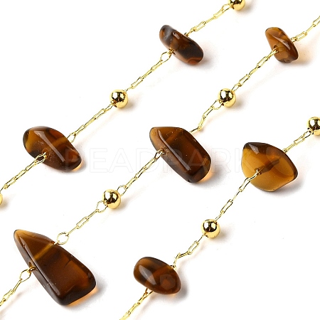 Handmade Nuggets Glass Beaded Chains CHC-F020-07G-01-1