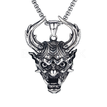 Titanium Steel Evil Skull Pendant Necklace SKUL-PW0001-134-1