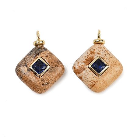Natural Picture Jasper Pendants KK-B157-42A-03-1