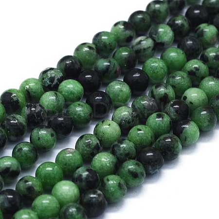 Natural Ruby in Zoisite Beads Strands G-E561-12-6mm-1