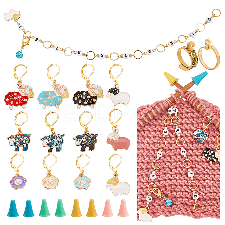 35Pcs Sheep DIY Knitting Tool Sets HJEW-NB00057-1