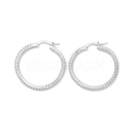 Circle Ring Rack Plating Brass Cubic Zirconia Hoop Earrings for Women EJEW-K245-18P-1