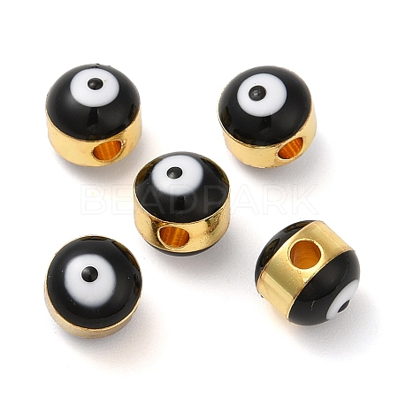 Brass Enamel Beads KK-E048-02G-04-1