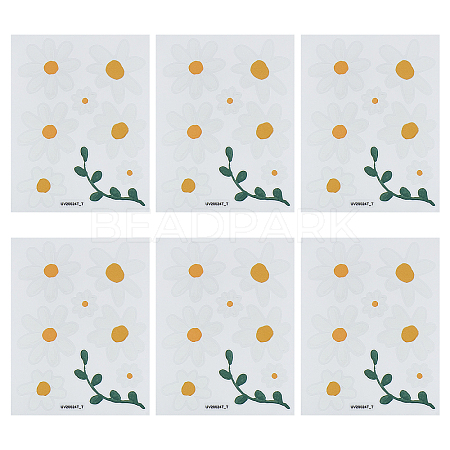 6 Sheets Daisy Flower PVC Sticker AJEW-WH0283-48-1