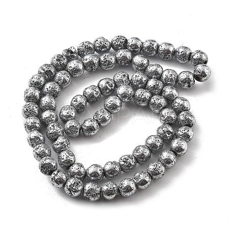 Electroplated Natural Lava Rock Beads Strands G-A251-B01-01C-1