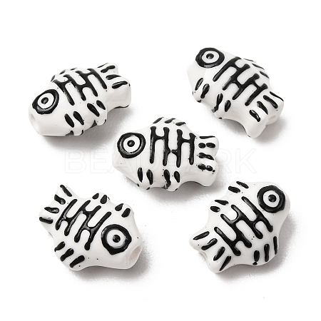 Handmade Printed Porcelain Beads PORC-F005-03B-03-1
