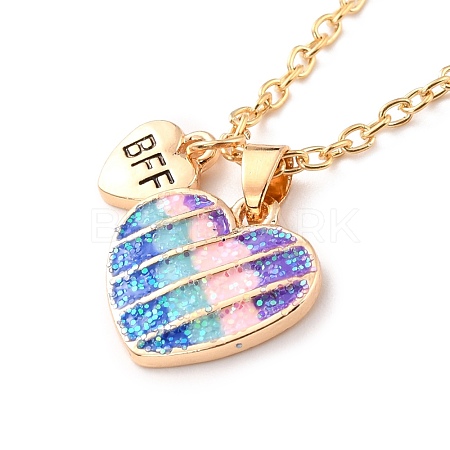 BFF/Best Friends Forever Alloy Pendant Necklaces NJEW-K124-01B-G-1