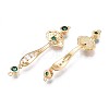 Brass Micro Pave Clear & Green Cubic Zirconia Connector Charms KK-N232-227-3