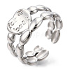 304 Stainless Steel Heart Cuff Rings RJEW-N038-117P-1