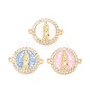 Brass Clear Cubic Zirconia Connector Charms KK-A161-05G-1