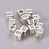 Antique Silver Plated Initial Letter Alloy European Beads X-TIBEB-Q054-50AS-NR-1