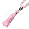 Natural Rose Quartz Mala Prayer Round Beaded Wrap Necklaces with Long Tassel and Metal Tree of Life FS-WG93CBE-02-2