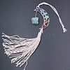 Green Aventurine Cotton Tassel Pendant Decorations DJEW-PW0009-039H-1