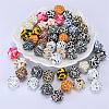 Colorful Pattern Printed Silicone Focal Beads SI-JX0022A-16-5