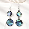Brass Natural Abalone Shell Dangle Earrings EJEW-F388-01F-P-1