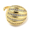 Brass Micro Pave Cubic Zirconia Open Cuff Ring RJEW-C033-12G-2