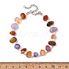 Natural Mixed Gemstone Nuggets & Shell Pearl Round Beaded Bracelets for Women BJEW-JB13956-4