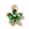 Brass Cubic Zirconia Flower Charms KK-O141-01G-06-1