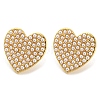Heart Brass Stud Earrings with Plastic Pearl Beaded EJEW-Q785-19G-1