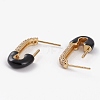 Brass Micro Pave Clear Cubic Zirconia Half Hoop Earrings EJEW-C502-06G-B-2