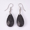 Natural Lava Rock Dangle Earrings EJEW-P150-A010-2