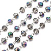 Faceted Rondelle Handmade Electroplate Glass Beads Chains X-AJEW-JB00130-01-1