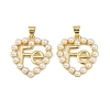 Brass & ABS Imitation Pearl Pendants KK-S526-19G-B-1