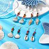 Dyed Shell & Electroplated Conch Shell Dangle Earrings EJEW-JE06061-2