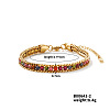 Sparkling European Style Stainless Steel Colorful Rhinestone Chain Bracelets for Women CU3590-2-1