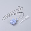 Natural Blue Lace Agate Perfume Bottle Pendant Necklaces NJEW-F266-01A-2