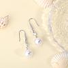 Pearl Earrings with Cubic Zirconia White Freshwater Shell Pearl Dangle Hook Earrings Stud Round Ball Drop Hoop Earrings Brass Jewelry Gift for Women JE1097A-3