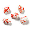 Handmade Printed Porcelain Beads PORC-F005-03C-1