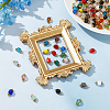 Glass Rectangle Charms with Golden Tone Brass Loops PALLOY-HY00011-4