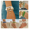 2 Bags Summer Beach Glass Seed Beaded & Natural Shell & Alloy Starfish Charm Anklet Sets AJEW-TA0003-69B-9