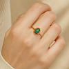 2Pcs 2 Colors Stainless Steel with Synthesis Gemstone Adjustable Cuff Rings RJEW-GO0001-27A-5