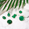 Mega Pet 6Pcs 6 Style Natural Green Oynx Agate Pendants G-MP0001-02-5