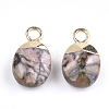 Electroplate Natural Rhodonite Charms X-G-S344-09B-2