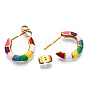 Enamel C-shape Stud Earrings EJEW-N052-05D-4