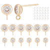 BENECREAT 12Pcs 2 Size Brass Micro Pave Cubic Zirconia Flat Round Stud Earring Finding KK-BC0011-51-1