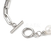 Natural Baroque Pearl Beaded Bracelet with 304 Stainless Steel Paperclip Chains for Women BJEW-JB08970-6