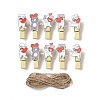 Cat with Heart Theme Wooden & Iron Clothes Pins AJEW-H137-03-1