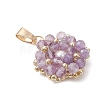 Natural Amethyst Faceted Round Cluster Flower Pendants PALLOY-MZ01197-07-3