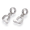 Platinum Rack Plating Alloy Rhinestone European Dangle Charms PALLOY-T048-36P-Q-2