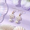 Shell Pearl with Brass Dangle Earrings for Women EJEW-TA00557-2