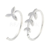 999 Sterling Silver Leaf Pull Through Earrings EJEW-P296-27S-1