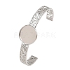 304 Stainless Steel Blank Cuff Bangle Bases with Flat Round Tray SA-CBA82C8-04C-P-1