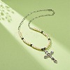 Jesus Cross Alloy Pendant Necklaces for Women Men NJEW-JN03990-7