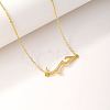 Cubic Zirconia Wave Pendant Necklace with Golden Brass Chains RP3424-2-4