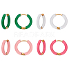 ANATTASOUL 4 Pairs 4 Color Real 18K Gold Plated 304 Stainless Steel Huggie Hoop Earrings with Enamel EJEW-AN0004-69-1